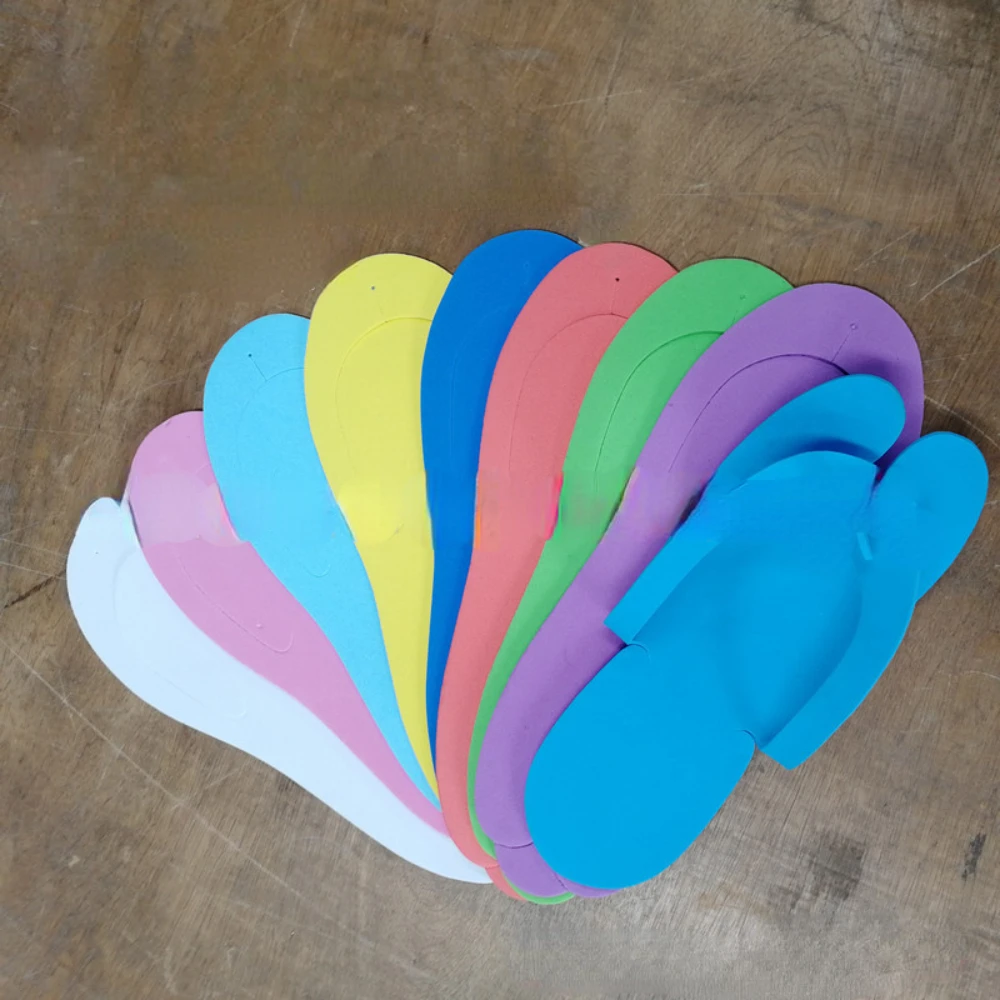 12 Pairs Random Color Disposable Foam Slippers Pedicure Slippper For Salon Spa Pedicure Foot Flip Flop Slippers