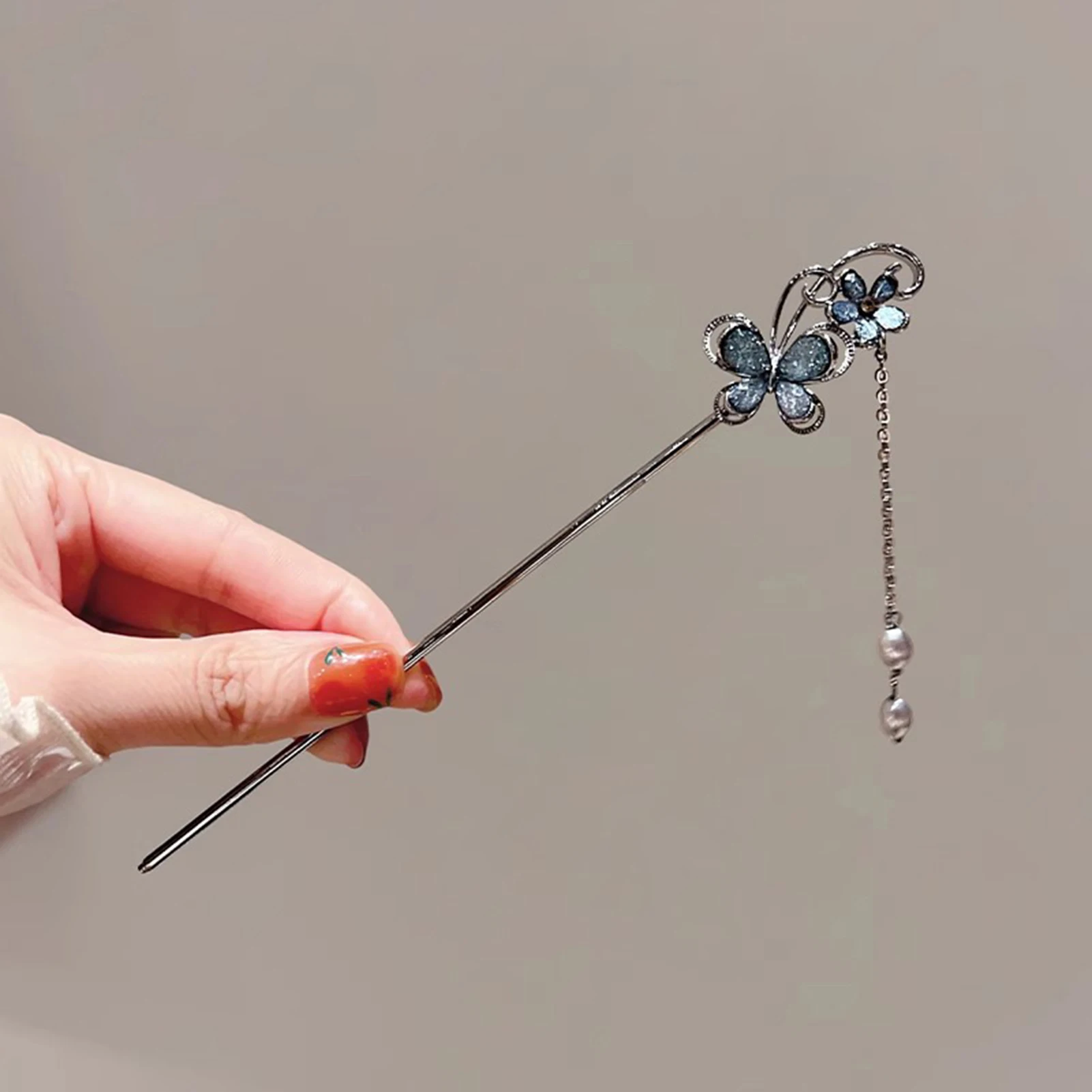 

Заколка-бабочка с кисточкой, шпильки для волос, вилки для волос для женщин и девочек, заколка-цветок, заколка-зажим, головной убор Ханьфу, аксессуары для волос