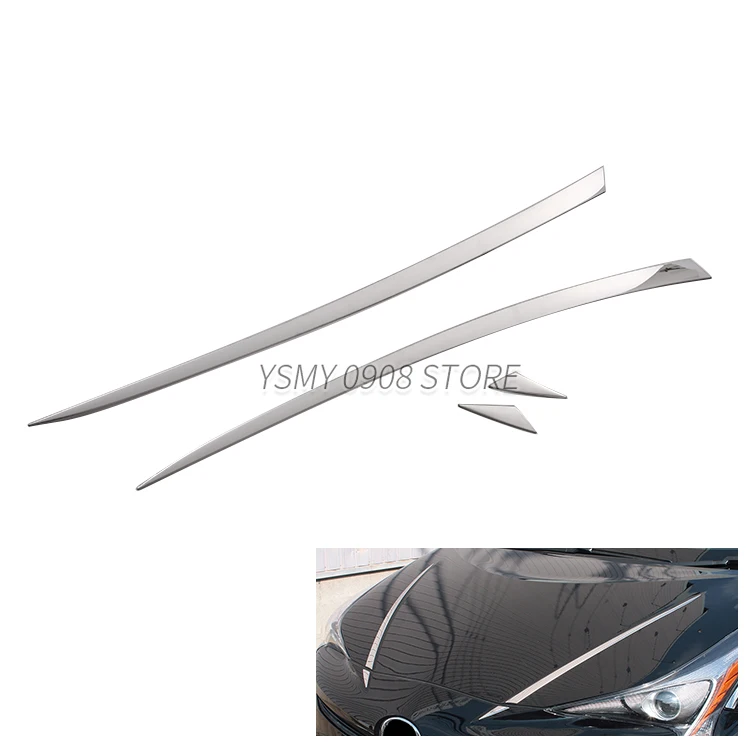 4 Pcs High Grade Chrome Hood Garnish Trim for Toyota Prius 50 2015 2016- Stainless Steel Car Styling Exterior Accessories