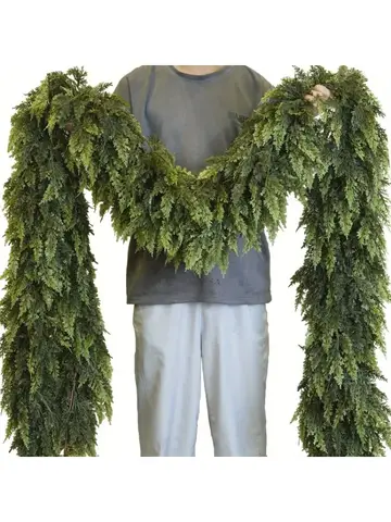 1pc 1.5m/1.8m Realistic Christmas Garland - Artificial Pine Wreath for Fireplace, Outdoor & Farmhouse Decor