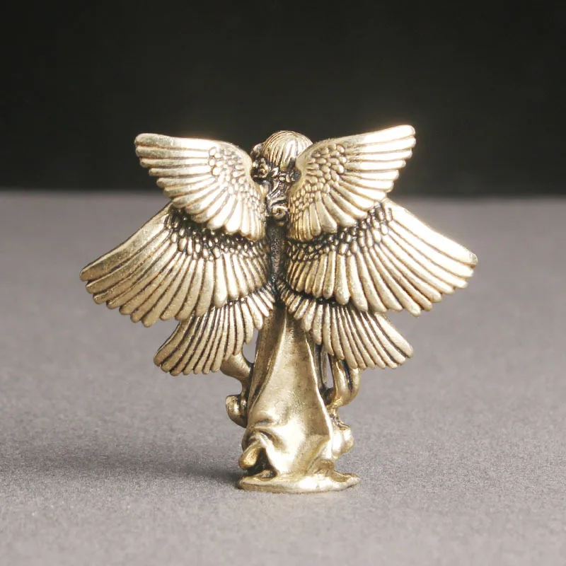 Vintage brass six winged angel tabletop decoration, European and American Cupid bronze statue, handicraft decoration