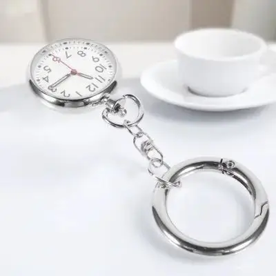 

Chest Hang Nurse Watch Portable Stainless Steel Silver Pocket Student Key Ring Luminous Glow Dark Professional Medical