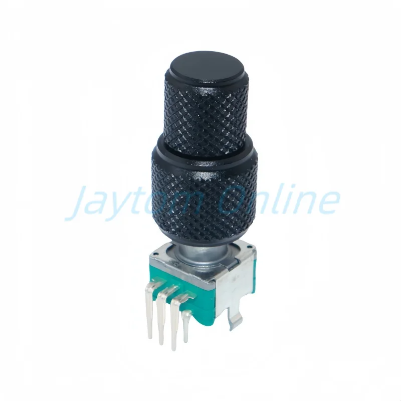 1pc Encoder Dual-Shaft Axis Switch EC11EBB24C03 Aluminum Alloy Caps With Push Button Switch 30 Position 15 Pulse 8Pins