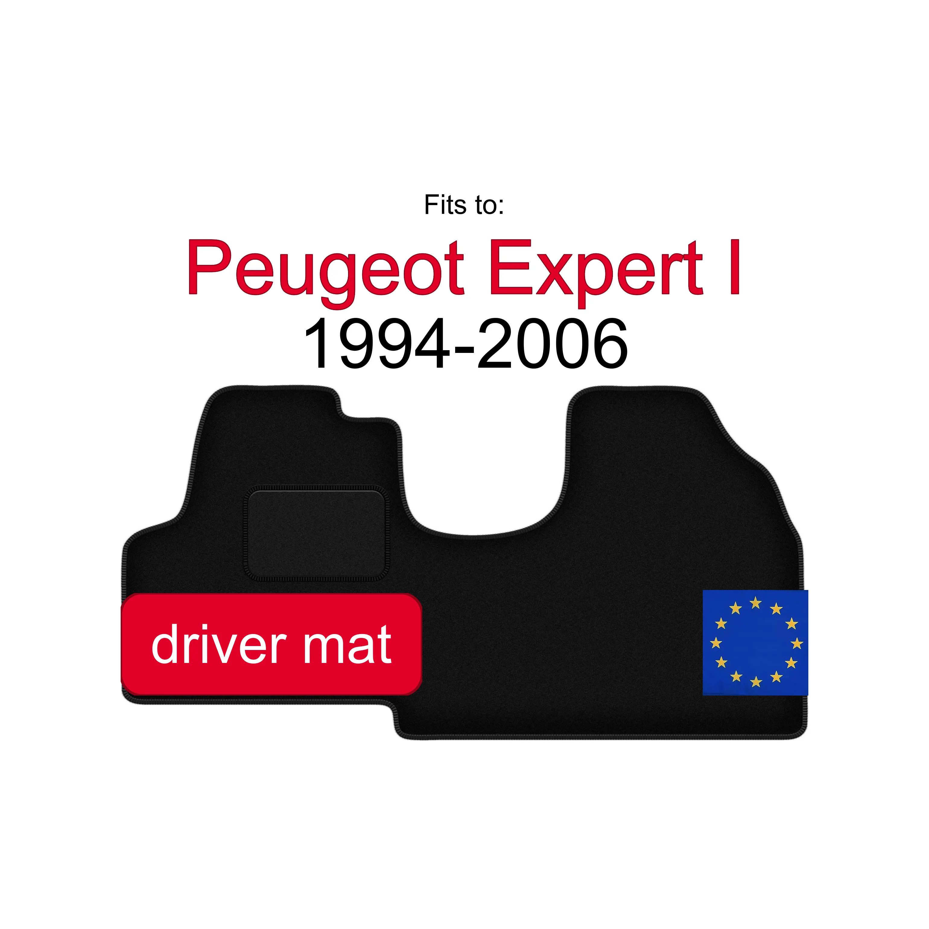 Tapis en velours pour conducteur pour Peugeot Expert et Delivery (1994-2006) - Noir, adaptable (1 pièce)