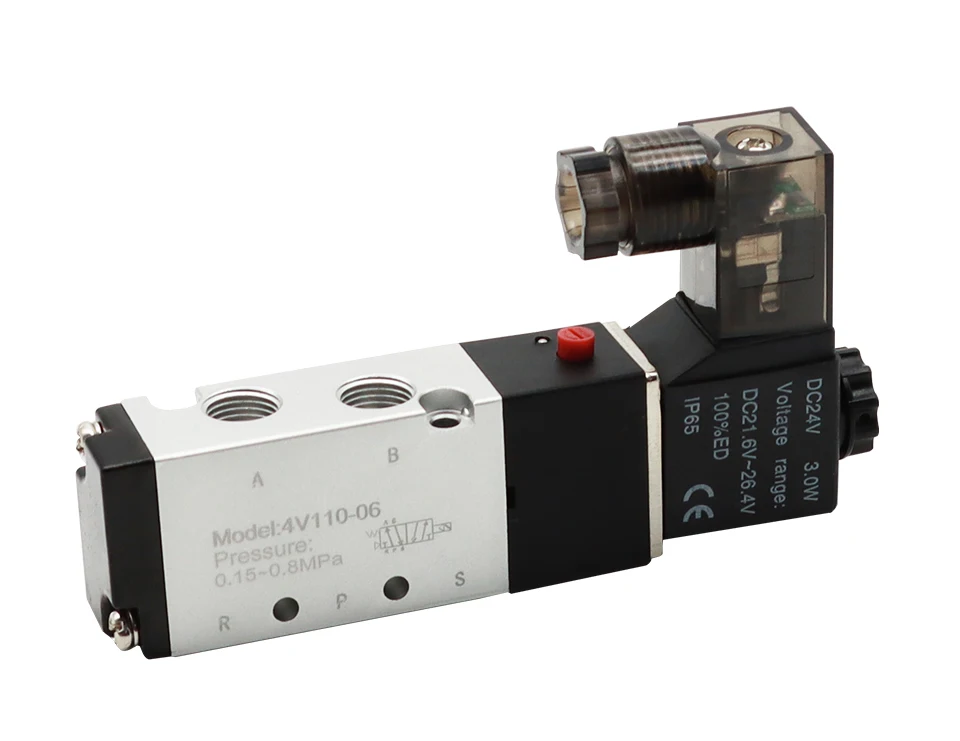 Électrovanne 4V110-06 1/8 Air Solenoid Valve Pneumatic Valve 5 Way Port 2 Position Gas Pneumatic Electric Magnetic Valves DC12V 24V 1 Gaz et carburant — détail 1