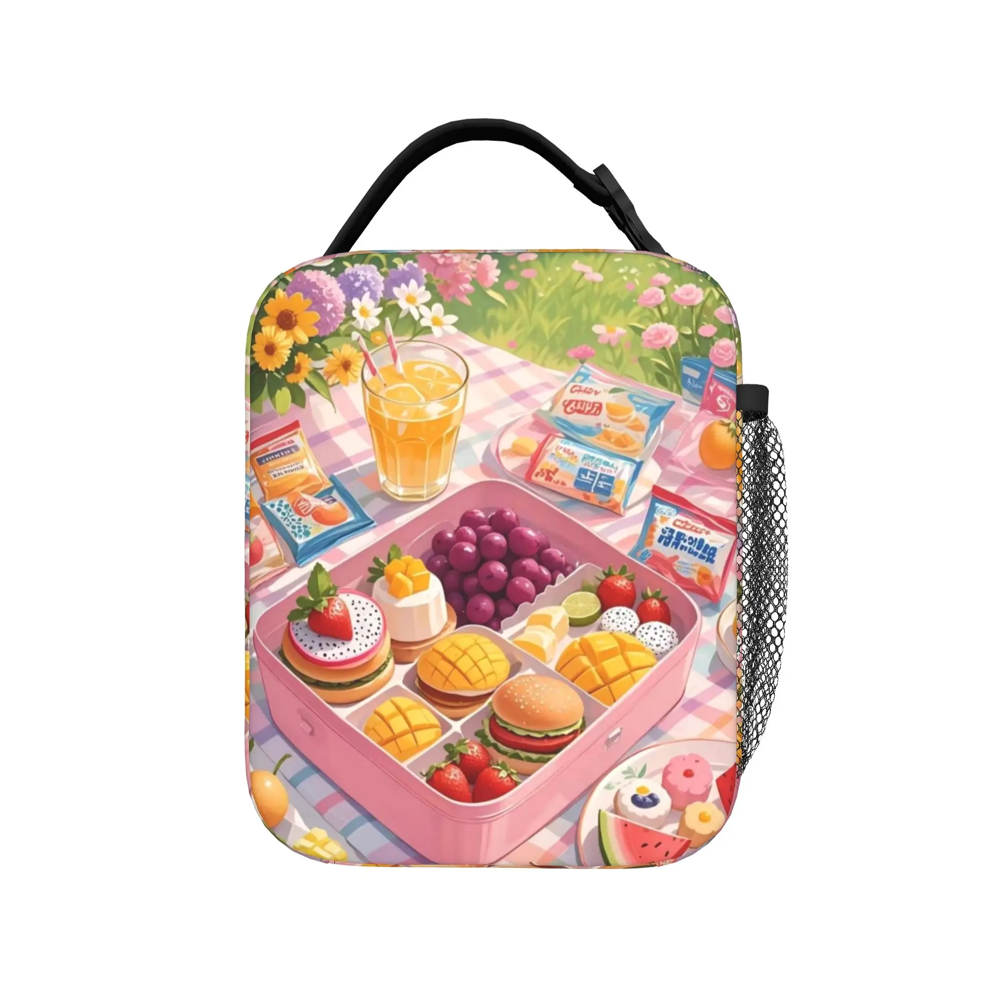 Lunch Idea Poster Manga Lunch Bag  Aesthetic Lunch Box Outdoor Picnic Portable Zipper Tote Food Bags For Unisex Cooler Bag