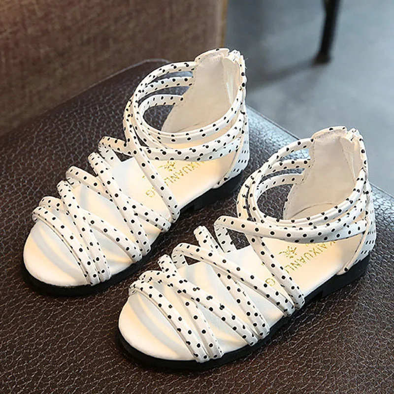 New Summer Girls Sandals Gladiator Style Girls Shoes Hollow Weave Beach Shoes Fashion Princess Kids Sandals With Zipper CSH859