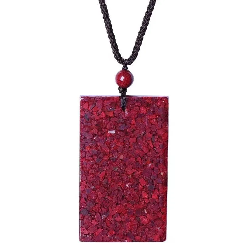 Pendentif Cinabre à Haute Teneur, Marque Ping An Wushi, Minerai Brut Naturel, Clip, Violet, Or, Clé de Sable, JON