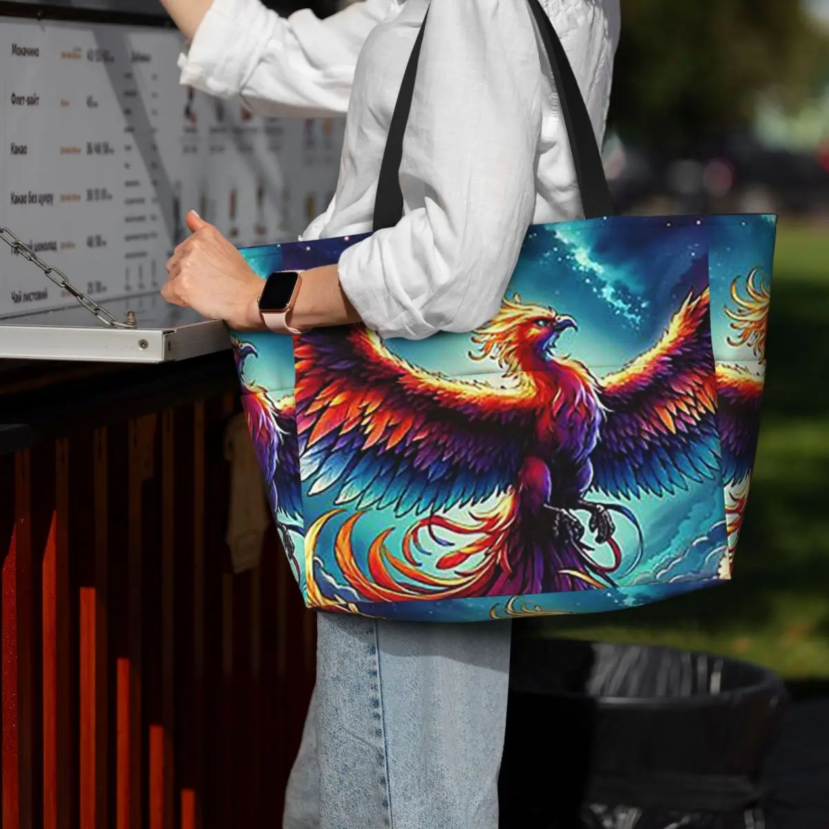 

Colorful Majestic Phoenix Beach Tote Bag Sport Gym Yoga Duffle Large Tote Bag Women Travel Bag Fitness bag