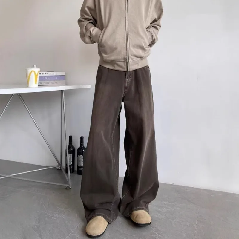 

Vintage Jeans Men Distressed Relaxed Straight Wide Leg Casual Trousers