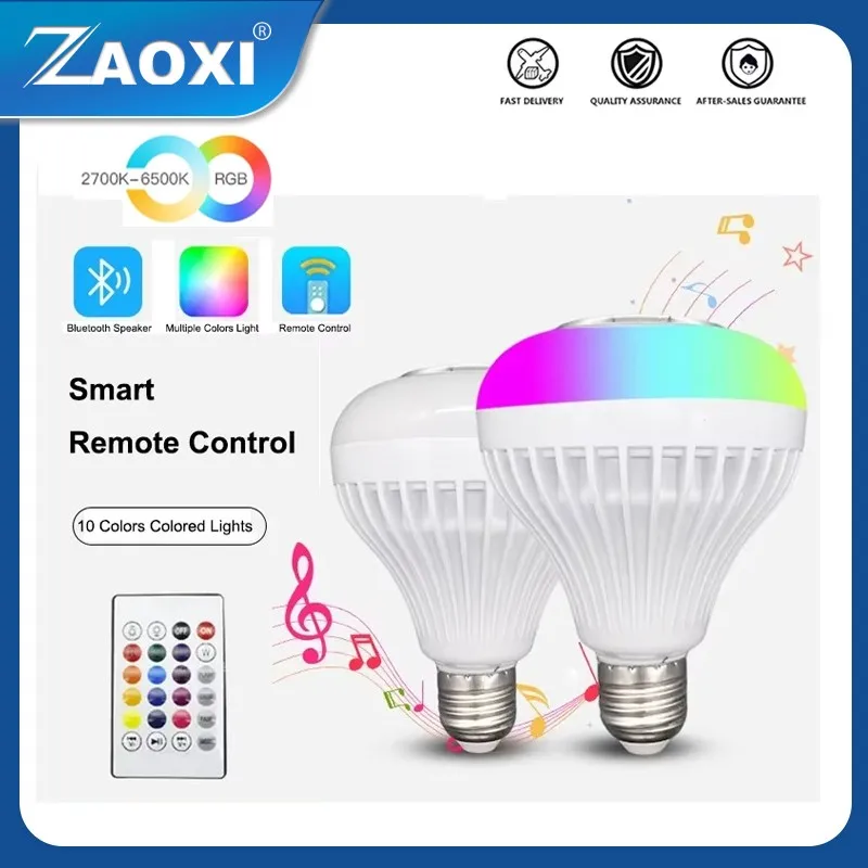 ZAOXI RGB bola lampu LED Remote Control, bohlam lampu panggung warna-warni Bluetooth AC100V ~ 265V dengan sistem suara