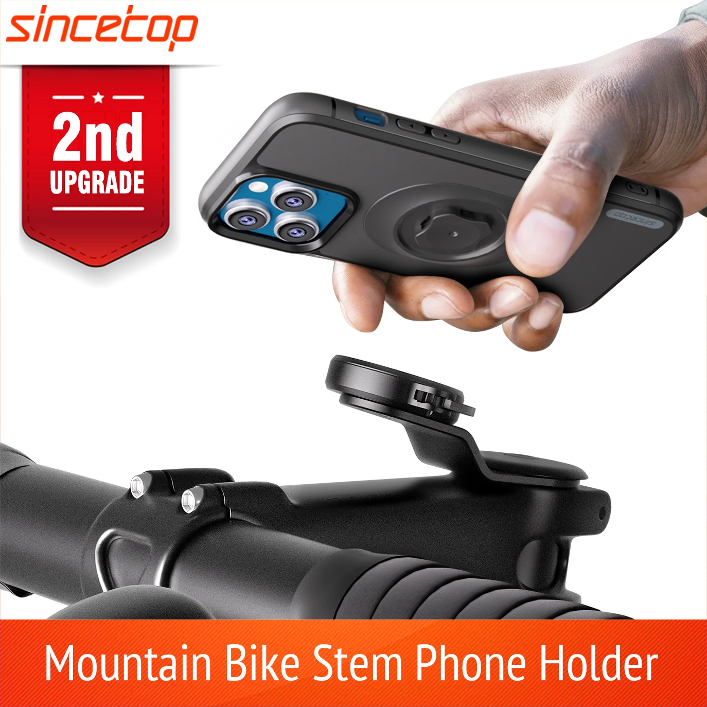 Mountain Bike Stem Phone Holder,Bicycle Mobile Phone Mount，Road MTB Handlebar Quick Lock Bracket Clip Series C - 2nd Gen