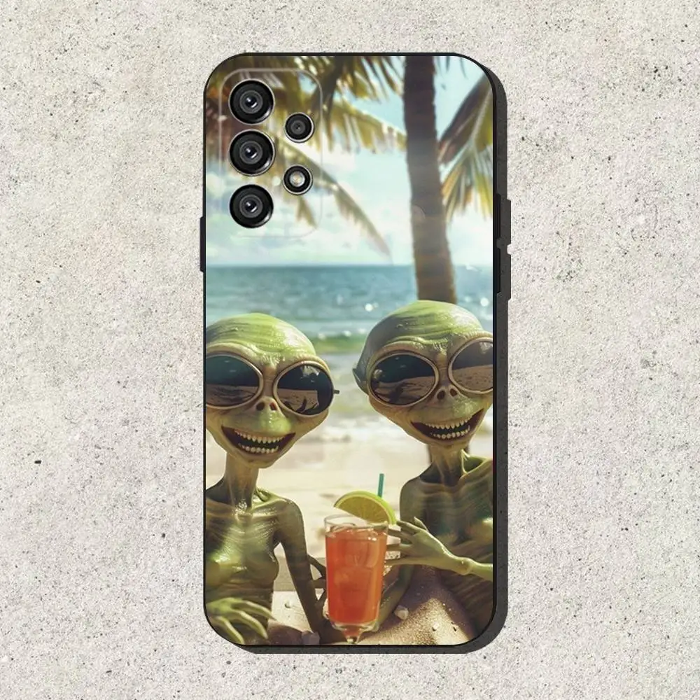 حافظة هاتف مضحكة UFO Alien Thing لهاتف سامسونج S25، S24، S21، S22، S23، S30، Ultra، S20، Plus، Fe، Lite، Note، 10,9,5G غطاء أسود