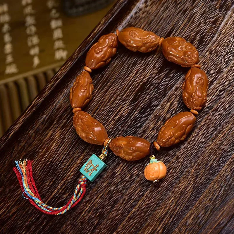 Olive Stone Eighteen Arhat Carved Agate Accessories Pixiu Tibetan Buddhist Prayer Beads Bracelet