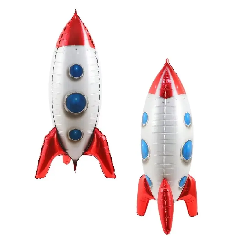 2pcs 4D Standing Foil Inflatable Rocket Balloons Kids Outer Space Theme Birthday Party Decoration Boys Inflatable Kids Toys