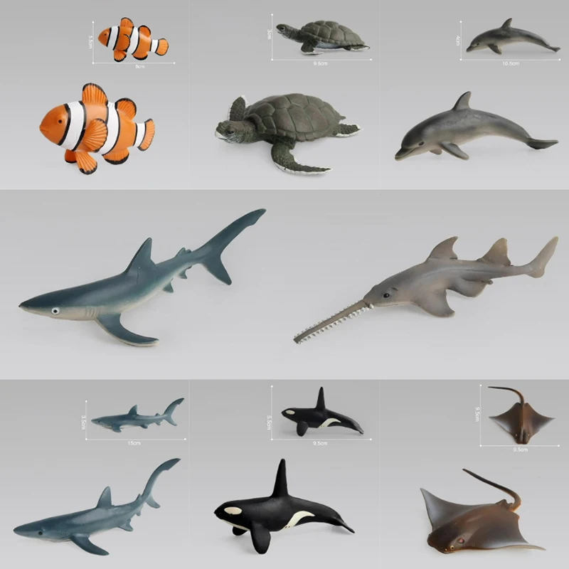 Kids Toy Simulation Marine Life Model Fun Shark Turtle Penguin Underwater World Children Cognitive Animal Toys Birthday Gift