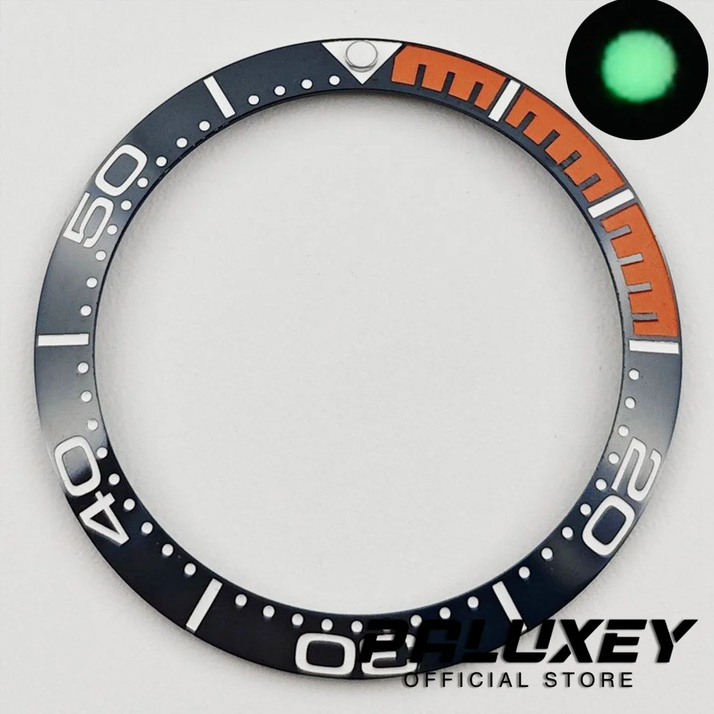Schräge Form, 38 mm x 30,6 mm, hochwertige Taucher-Lünetteneinlage aus Keramik/Aluminium, 1 Stück, für NH35 NH34 NH36 GMT Automatikuhren-Lünette