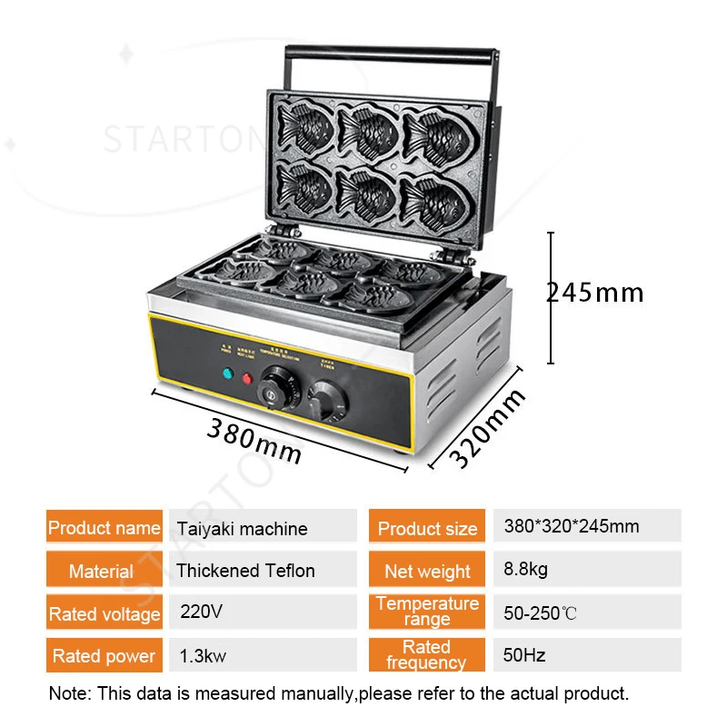 Ice Cream Taiyaki Machine Big Fish Cone Maker Grain Commercial Waffle Fish Cake Snacks Device 110V 220V EU US Plug