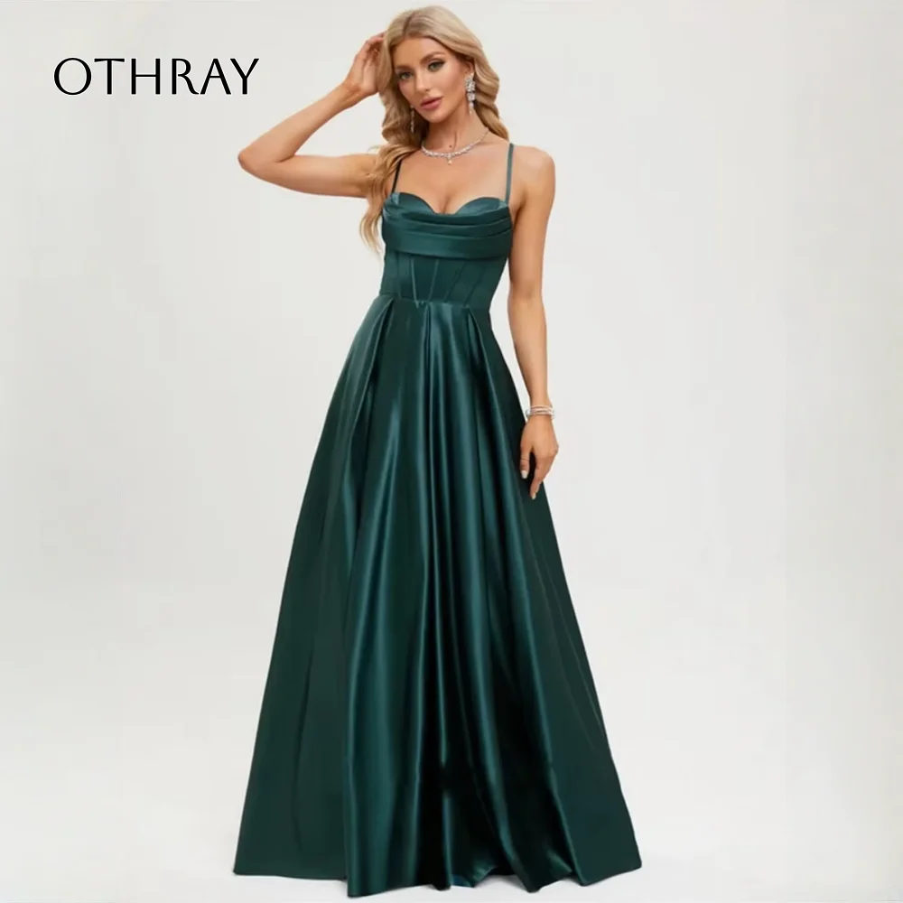 

Backless Sleeveless Elegant Formal Occasion Dresses for Women A-line Sweetheart Floor-Length Satin Solid Color Prom Dresses