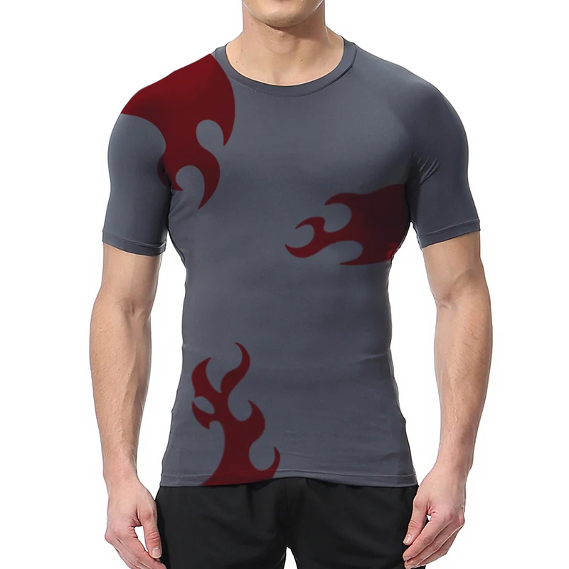 3D Print Athletic Quick Dry Tshirts for Men Stylish Gym Workout Running Compression Shirts Undershirts Baselayers Tees Tops