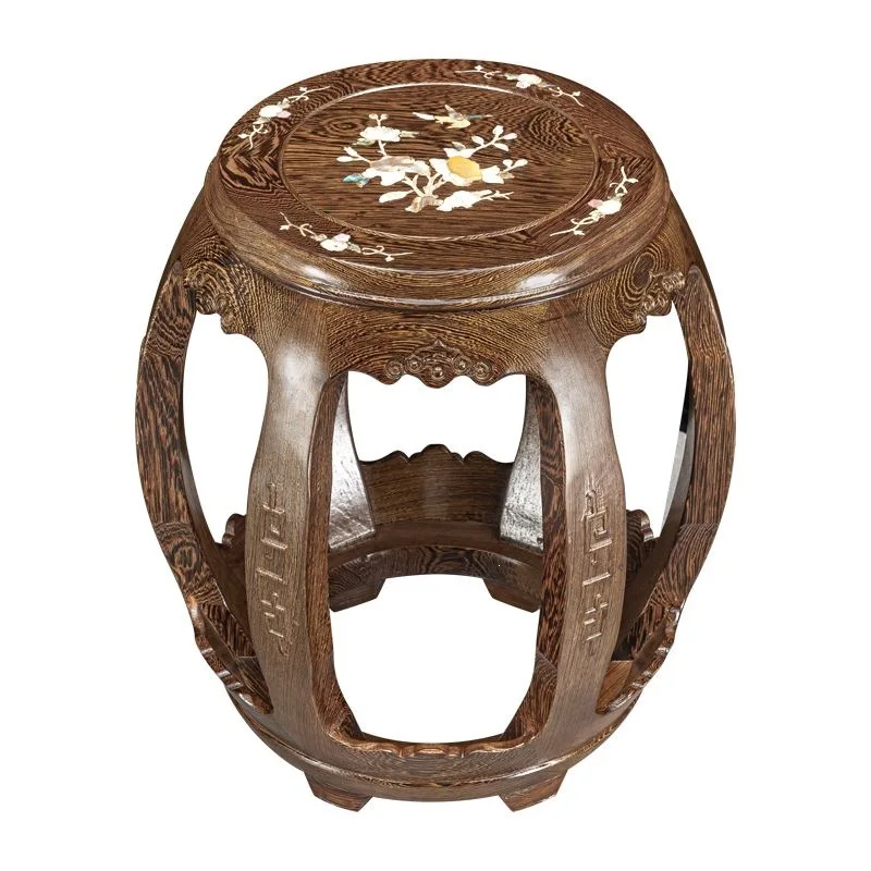 Small stool Solid wood stool Shoe change stool Antique round  Small square  Guzheng  Mahogany drum  Drum