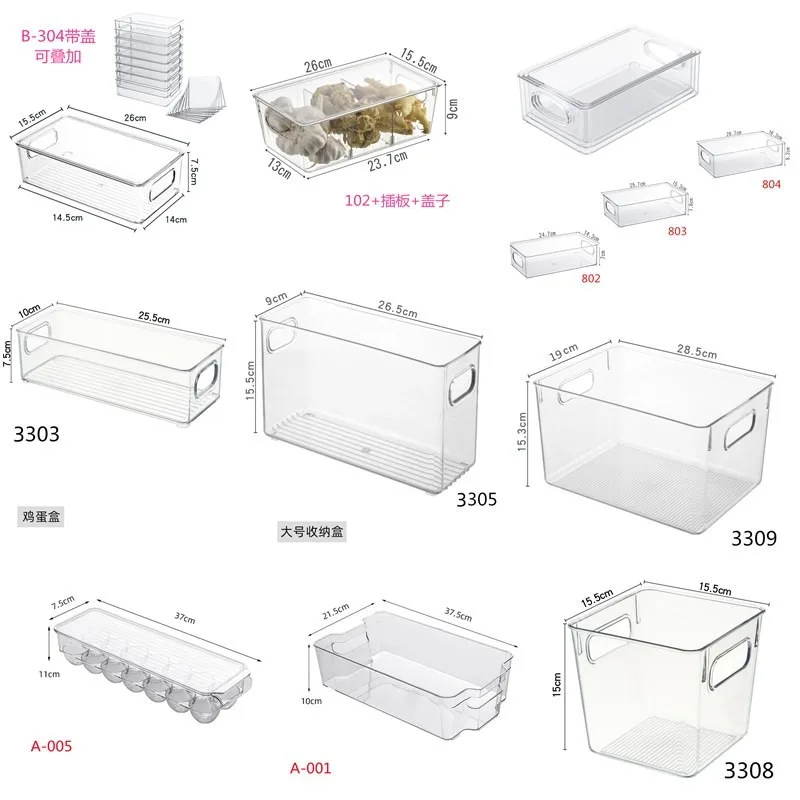 صندوق منظم للثلاجة، صندوق ثلاجة من البلاستيك الشفاف لتخزين المواد الغذائية مع مقسم ومخزن الفريزر والمطبخ