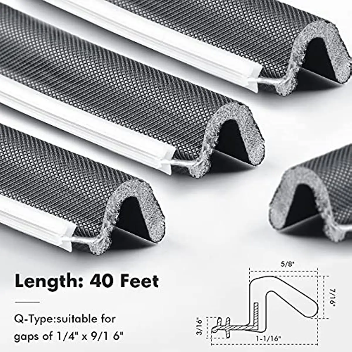 Weather Stripping Door Window Seal V-Shaped Foam Kerf, 60 Feet, Black | Blocks Gaps on Garage and Outdoor Doors, Soundproofing Foam Reduces Drafts, Easy Install Design, Energy-saving Home Seal