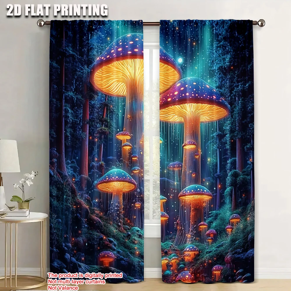 

2pc, Curtain mushroom Versatile Fabric,Without Electricity Versatile Perfect for Bedroom Office Living Room Home Decor