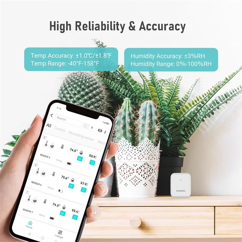 INKBIRD 50%Off WiFi Hygrometer Thermometer Sensor with WiFi Gateway Indoor Outdoor Smart Temperature Humidity Monitor for Room