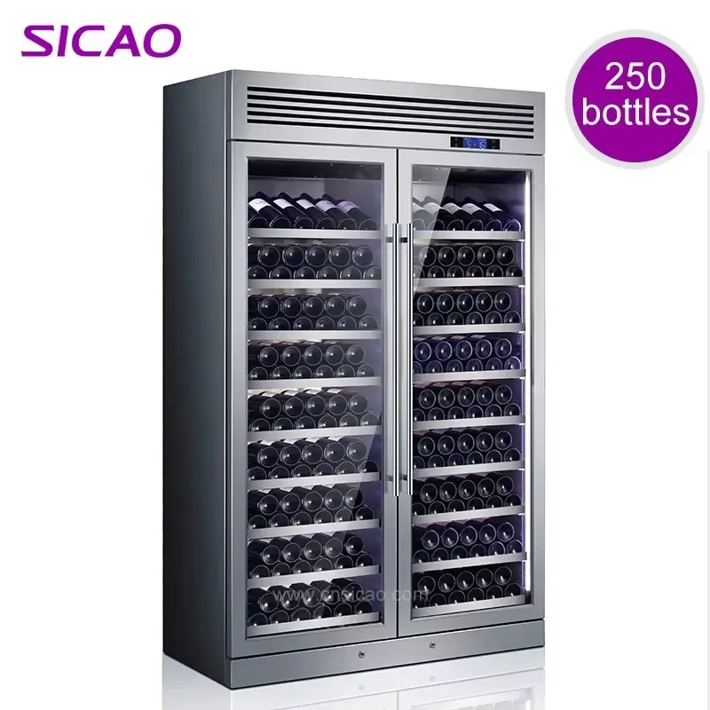 300 Bottle Wine Cooler Double Door Stainless Steel Large Capacity Countertop Refrigerator Luxury Custom Chiller For Home Bar
