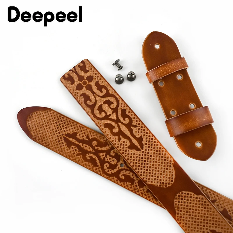 1Pc Deepeel 3.8 * 110-125cm Tłoczony pasek z prawdziwej skóry Pierwsza warstwa skóry bydlęcej Męski projektant Bezgłowy Rzemiosło Paski dla dorosłych — zdjęcie 5