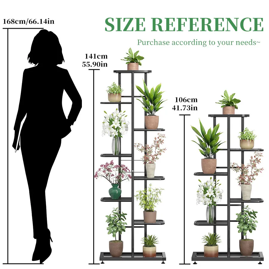 Soporte para plantas y flores de 4/6/8 niveles, estante para macetas, balcón, interior, estante de almacenamiento multicapa, estante para flores y
