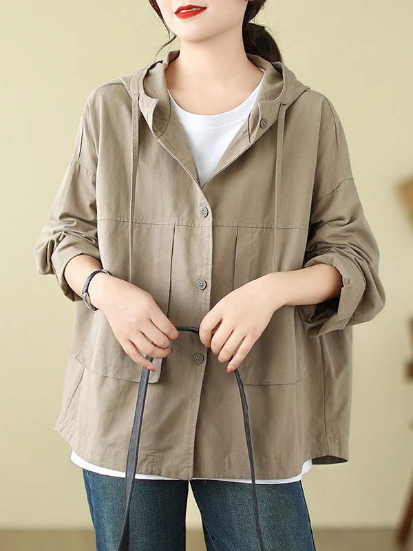 

Высококачественное женское пальто, повседневная хлопковая однотонная толстовка с завязками, корейская свободная посадка, осеннее новое поступление, офисная одежда