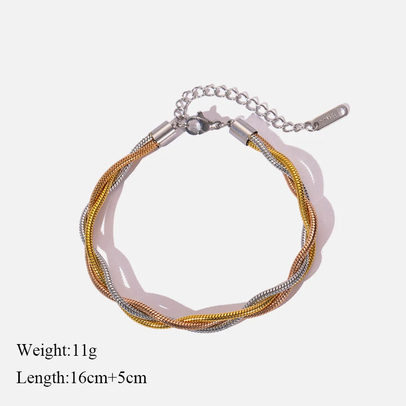 EILIECK 316L Stainless Steel 3-Color Crossover Bracelet For Women Girl New Trend Non-fading Bangles Jewelry Gift Party Pulseira