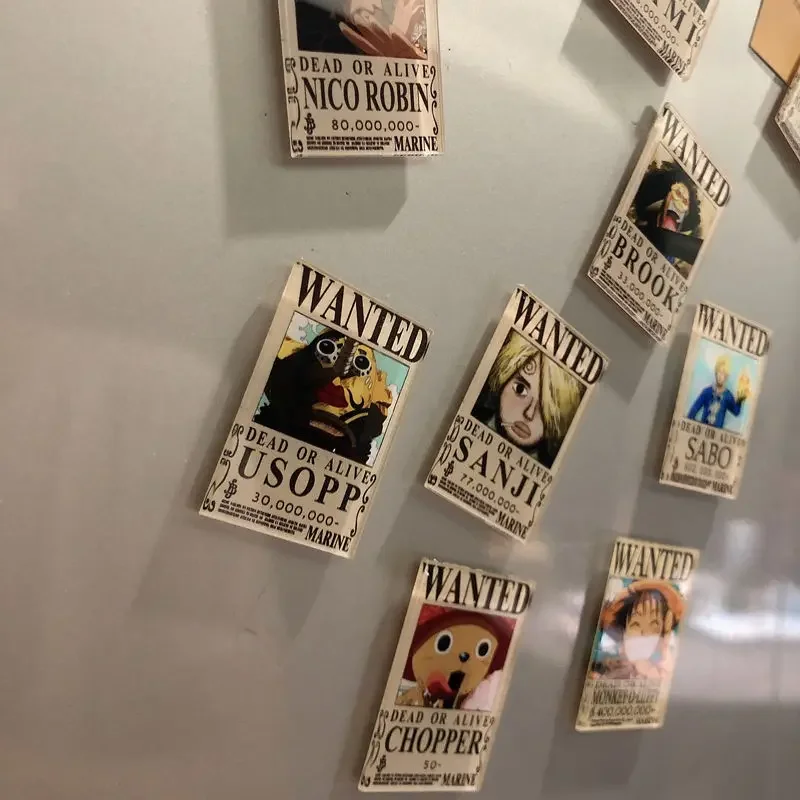 Pegatinas magnéticas de una pieza para nevera, carteles acrílicos de Anime Bounty Wanted, decoración para cocina, sala de estar, tablero de
