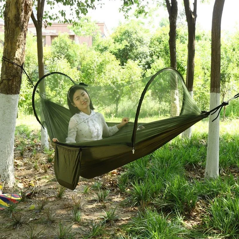 Foldable One-piece Hanging Basket Lightweight Breathable Mosquito Net Hammock Anti Rollover Swing Bed Single Double Person Used
