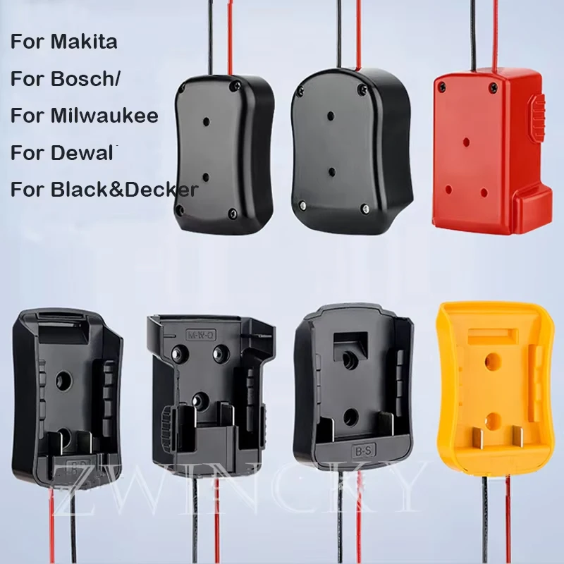 DIY Battery Adapters For Makita/Bosch/Milwaukee/Dewlt/Black&Decker/Ryobi 18V Power Connector Adapter Dock Holder 14 Awg Wires