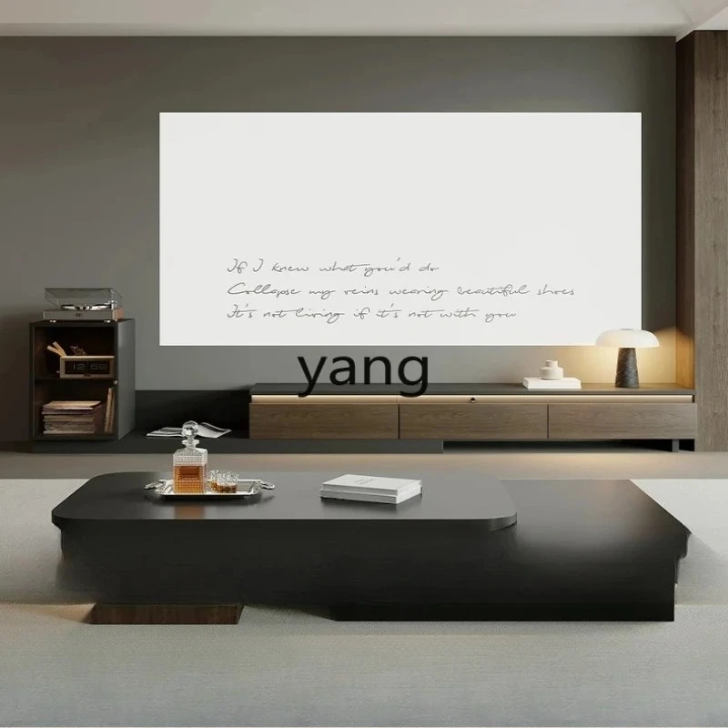 CXX solid wood retractable TV cabinet coffee table combination living room light luxury walnut TV cabinet