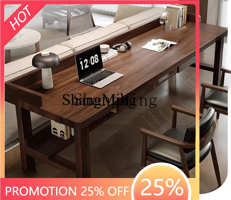 

FG wood long desk living room bedroom study double study table double wall narrow desk