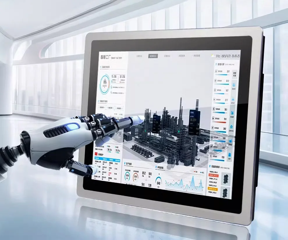 Panel industrial todo en uno, miniordenador con pantalla táctil capacitiva, Celeron J1800, Wifi integrado, RS232 Com para Win 7/10