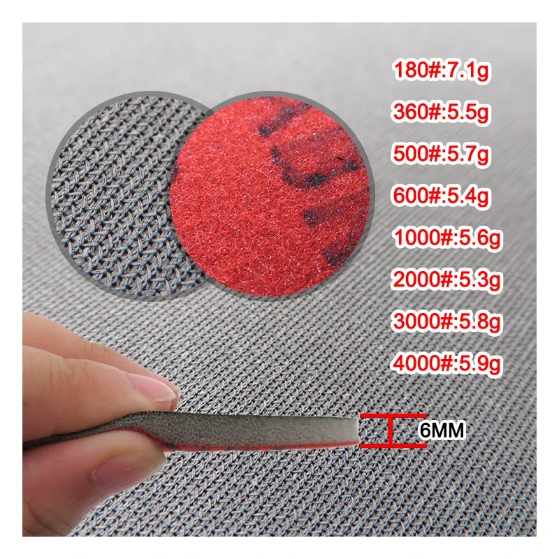 5 Inch Wet and Dry Mirka Sponge Sandpaper Flocking Back Velvet 180/360/500/600/1000/2000/3000/4000 Grit Abrasive For Grinding