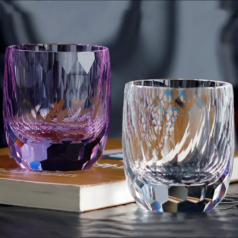 200ml Hand Cut K9 Crystal Whiskey Glasses Japanese Edo Kiriko Style Rocks Glass Tumbler Luxury Bar Gift Elegant Drinking Glass