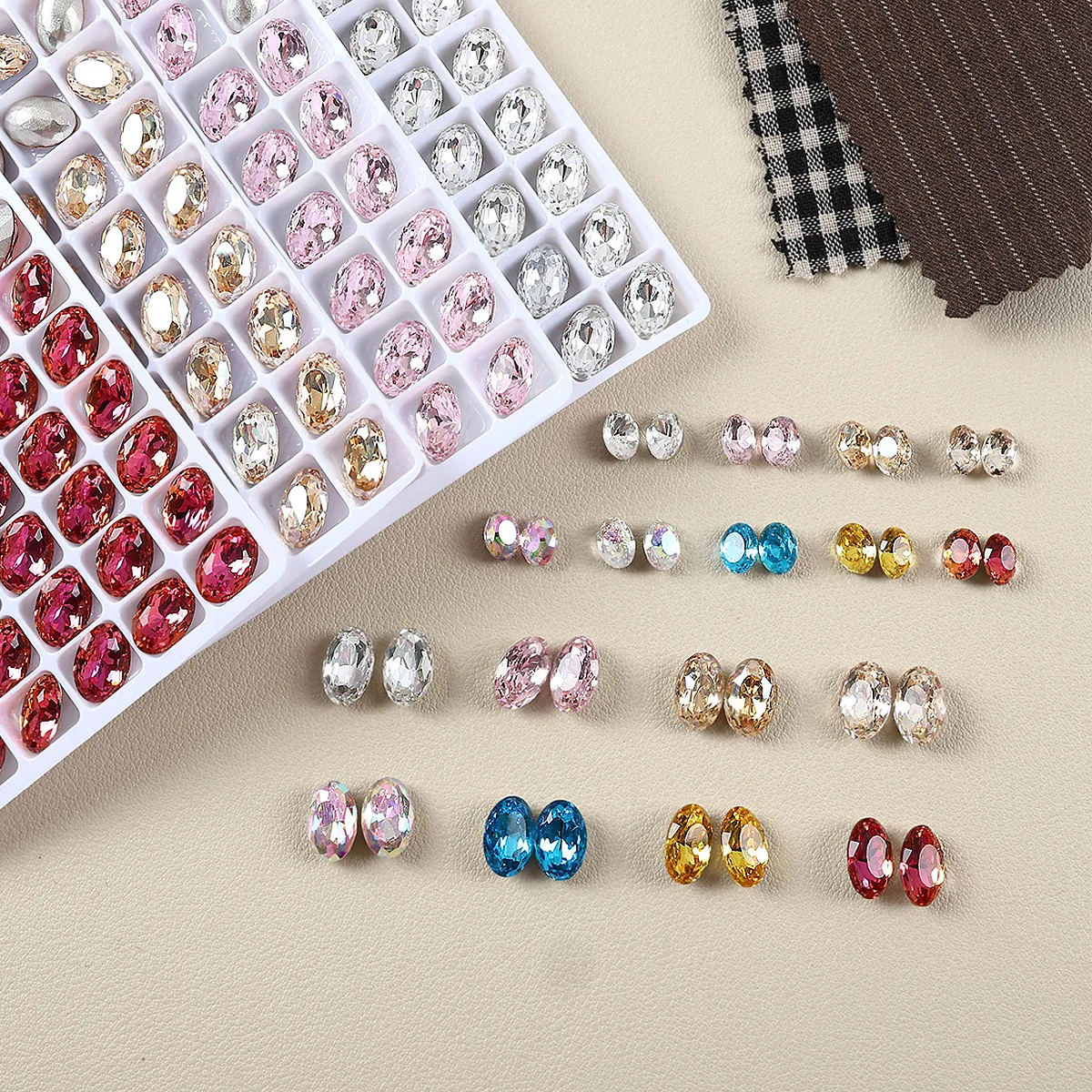10PCS Sparkle K9 Oval Pointed Diamonds Colorful Pigoen Glass Nail Art Rhinestones Jewel Decorations Manicure Pretty Charms