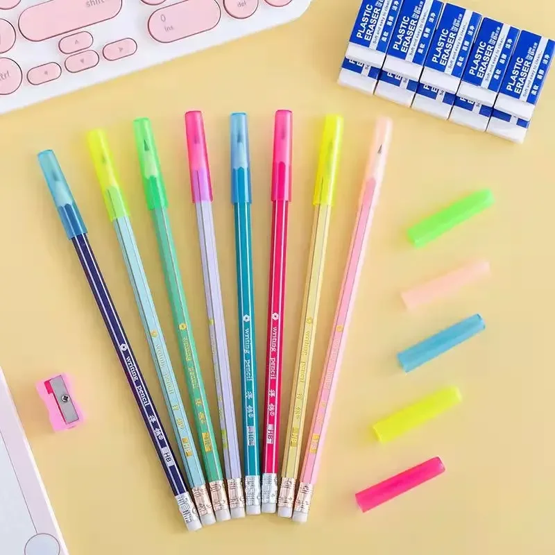 1pc Pencil Protective Cover Protective Cap Mixed Color Plastic Pen Cap Color Pencil Extender Pen Tip Protective Cover