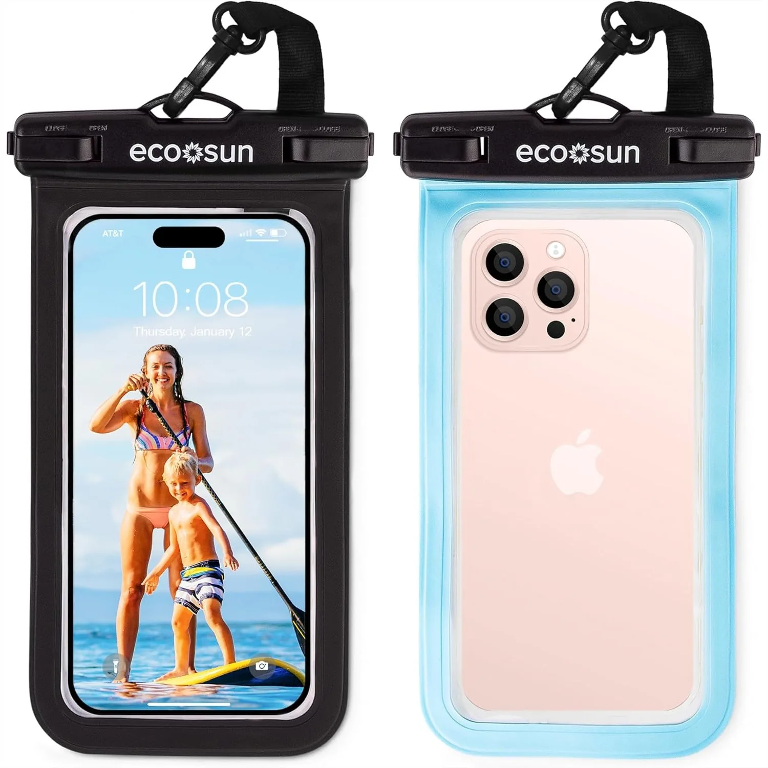 

Waterproof Phone Pouch & Floating Wrist Strap Bundle (2-Pack Each) – Travel Beach Essentials for iPhone 17 Pro Max, GoPro,