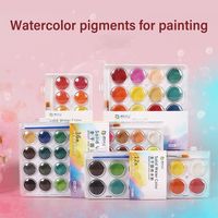 with Water Brush Pen Watercolor Paint Set Solid Plastic Box Watercolor Pigment 8/12/18/28/36/48 Oil Painting Kit Art Supplie