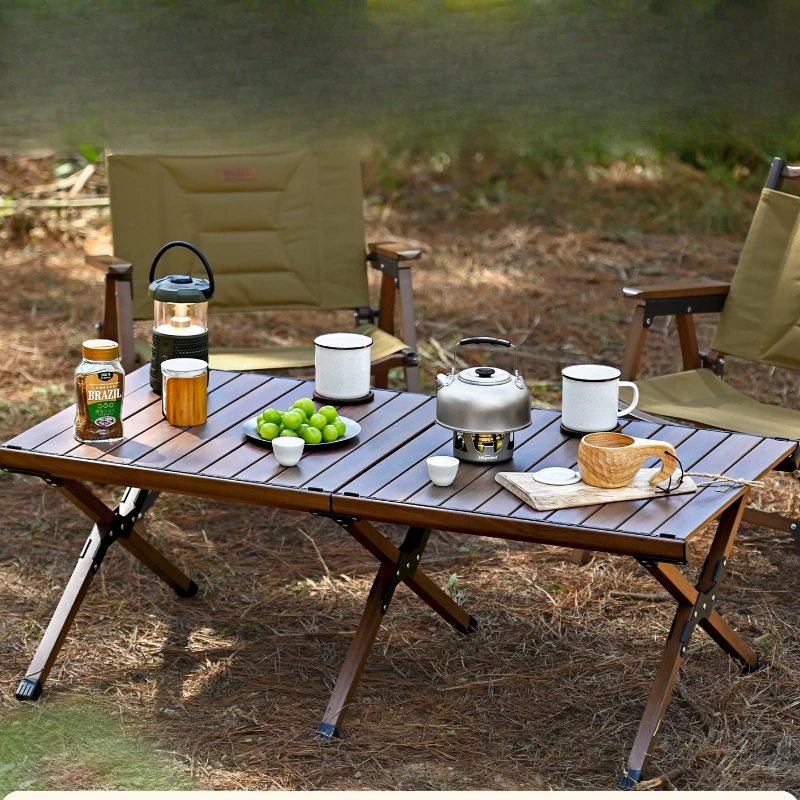 

Aluminum alloy egg roll table lightweight portable camping table and chair full set outdoor folding table and chair integrated