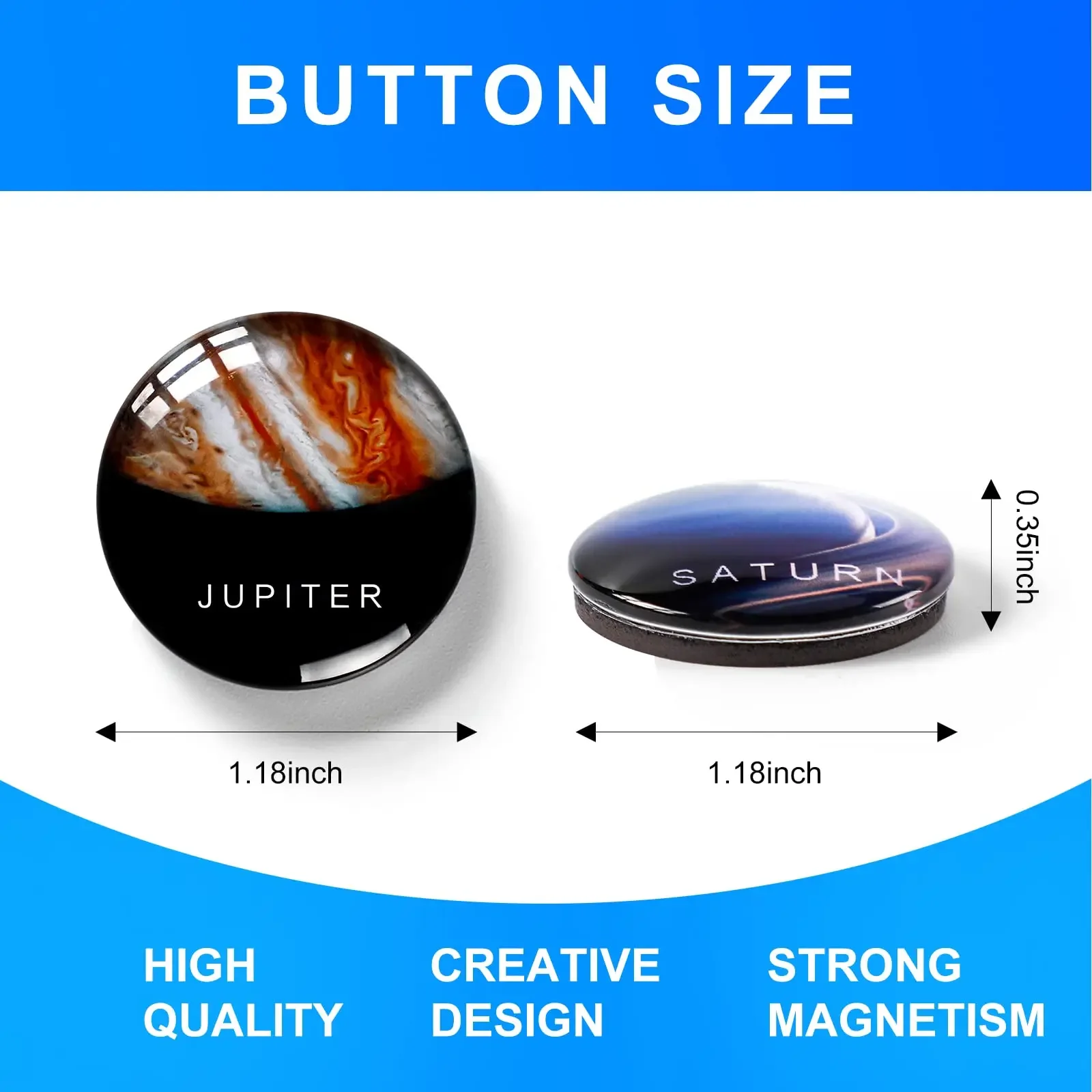 12Pcs Glass Strong Magnetic Fridge Magnets Decorative Planet Round Cute Kitchen Magnets for Office Whiteboard Dishwasher Locker