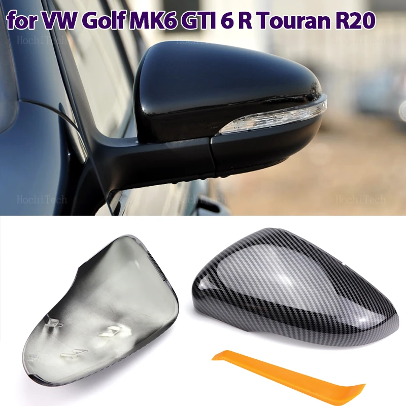 Black Carbon Fiber Pattern Rearview Side Wing Mirror Cover for Volkswagen VW Touran MK6 Golf 6 GTI 09-19 Vehicle Trim Accessory