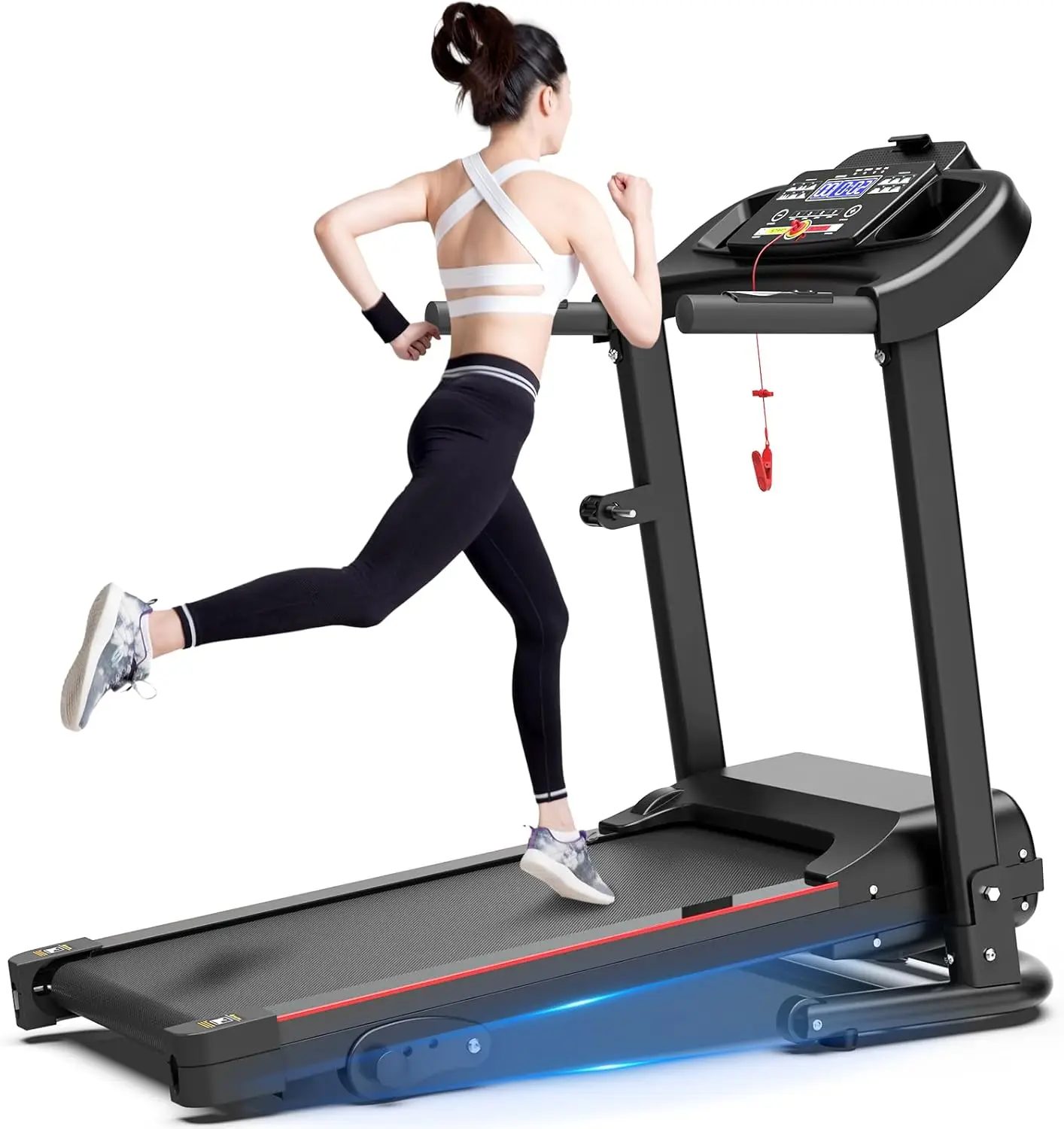 Folding Treadmill for Home, 2.5HP Quiet Motor, 3-Level Incline Adjustment, Shock Absorption Technology, Heart Rate Monitor, Compact Design for Office & Small Spaces, Supports Up to 350 Lbs